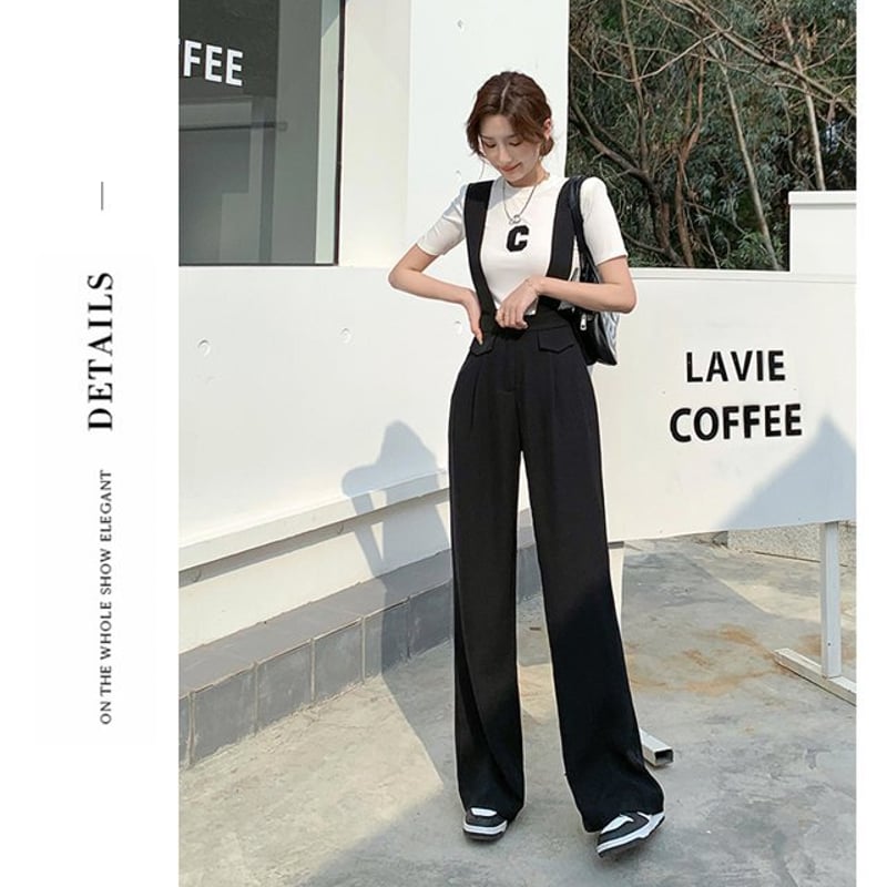 オールインワン サロペット ワイドパンツ サスペンダー ハイ