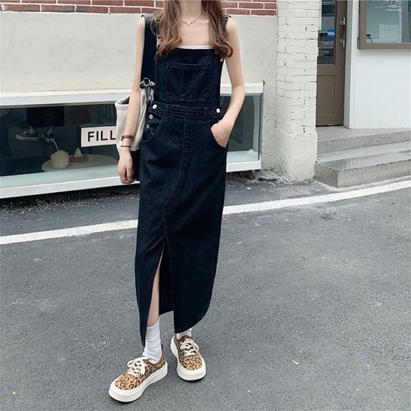 S-4XL】デニムサスペンダースカート サロペット デニム