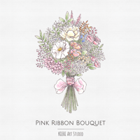 イラスト素材・Pink Ribbon Bouquet