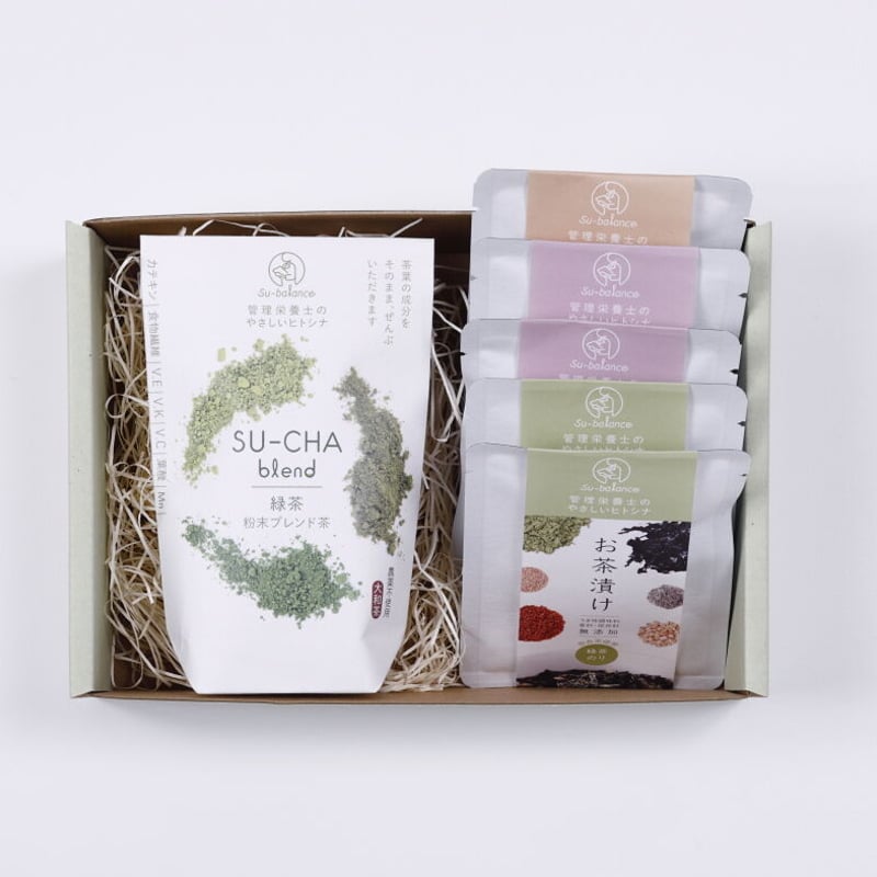 無添加お茶漬けアソート & 緑茶粉末ブレンド茶（箱入り） | Su-balance
