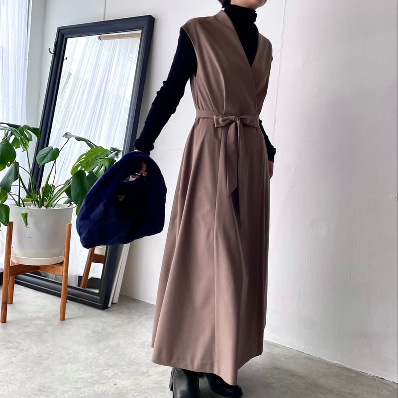 フォルテフォルテ　カシュクールワンピース　ロングベルテッド ラップ モダール フォルテフォルテ カシュクールワンピース ロングベルテッド