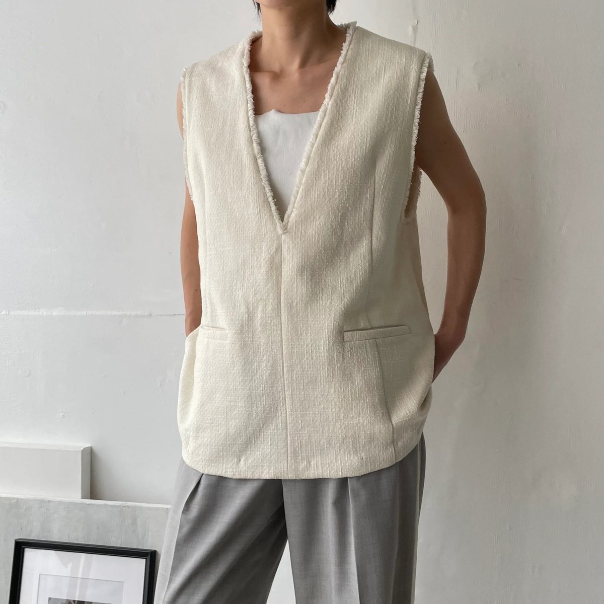 10月18日ワークショップ】 深Vネックベスト(ネイビーorオフ