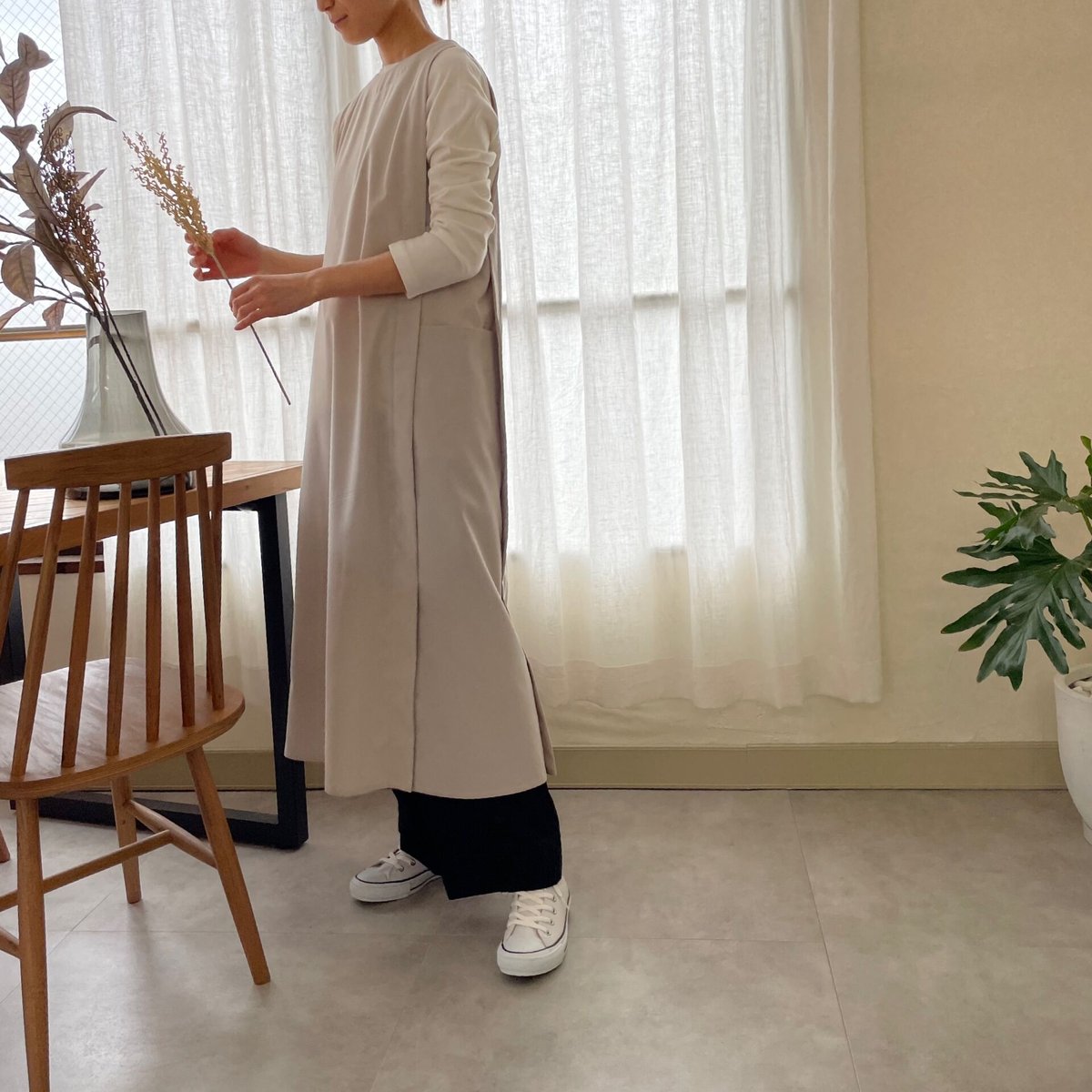 ハンドメイドおしゃれ大人可愛い ジャンスカエプロン ハンドメイド