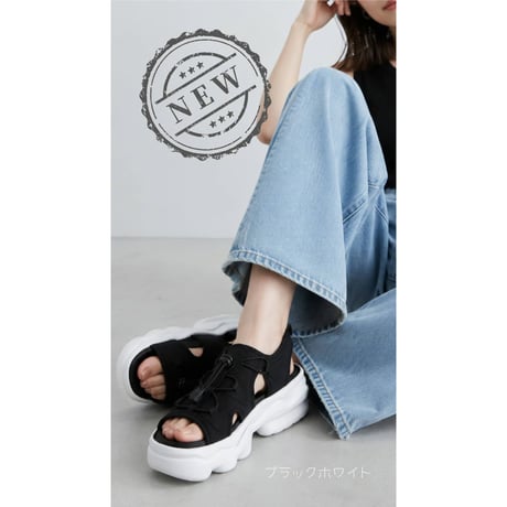 GERRY レディース サンダル GR5590 (BLK,BEG,WHT,BLK/WHT)