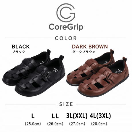 CoreGriop  メンズ コンフォートサンダル CG3534 (BLK/DBR)