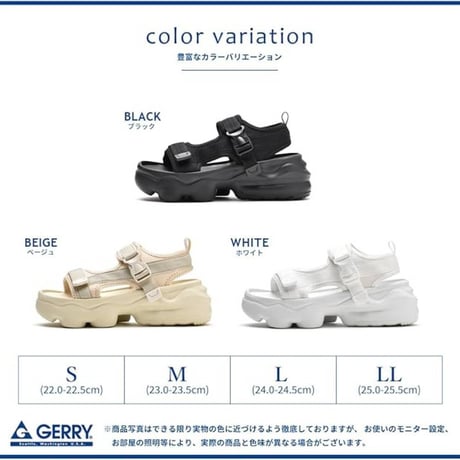GERRY レディース サンダル GR5589 (BLK,BEG,WHT)