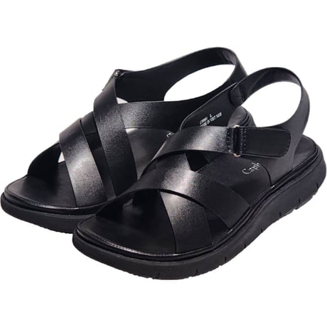 【軽量×快適】クロスベルトサンダル CS001 BLK（ブラック）レディース