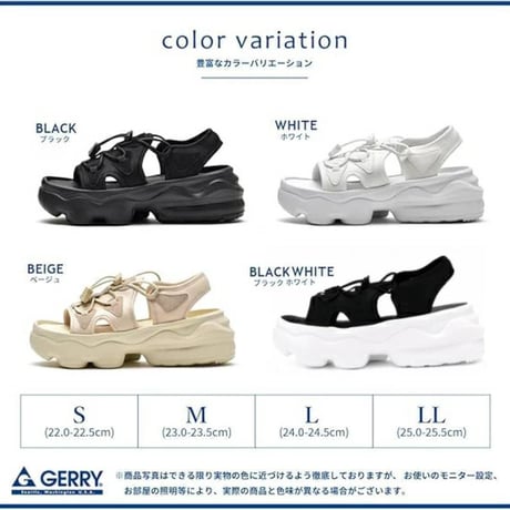 GERRY レディース サンダル GR5590 (BLK,BEG,WHT,BLK/WHT)
