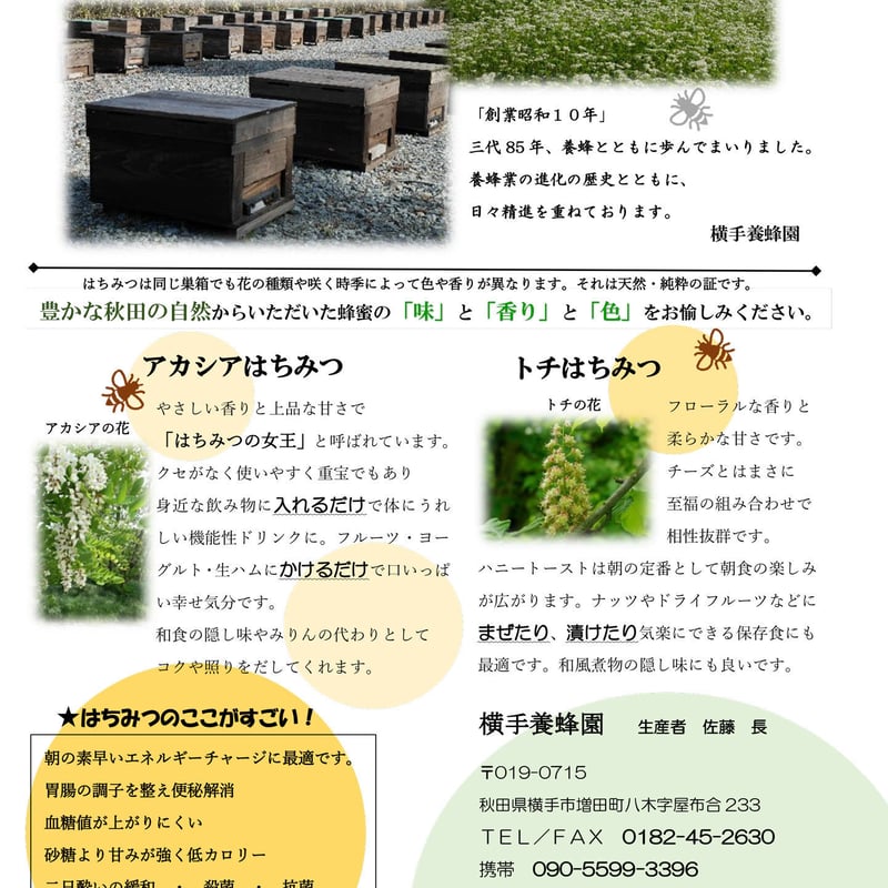 蜂蜜こまち アカシア 200g(テーブルボトル） | 横手養蜂園 STORE