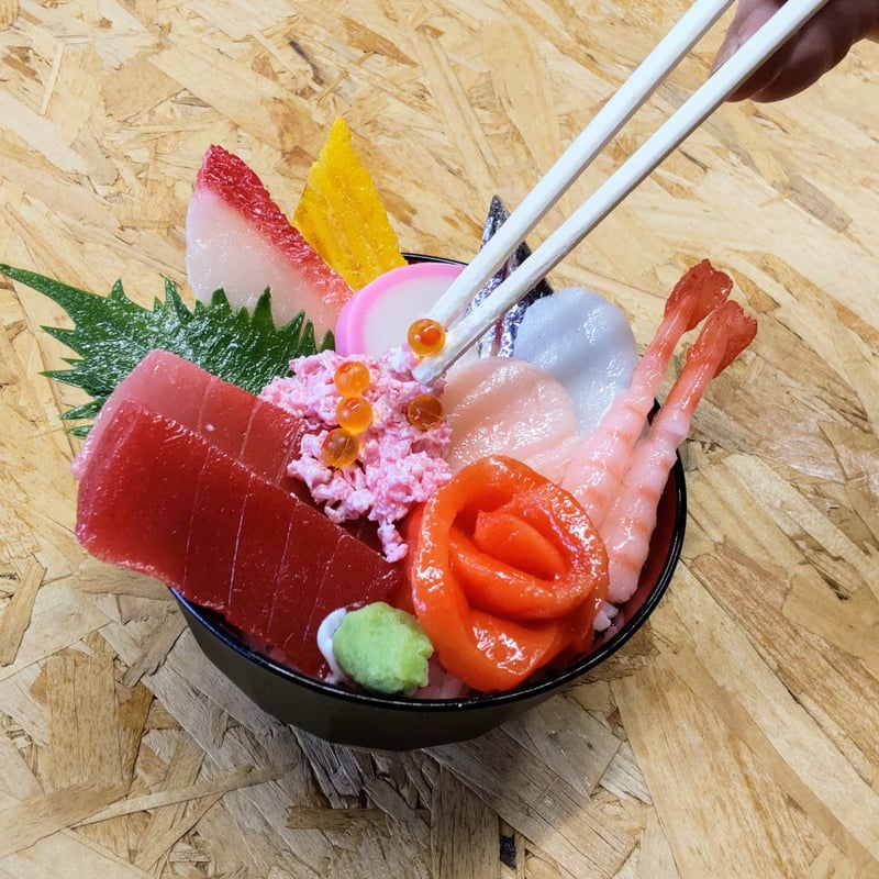 食品サンプル　海鮮丼　刺身盛り　茶碗蒸し　唐揚げ 食品サンプル 海鮮丼 刺身盛り 茶碗蒸し 唐揚げ