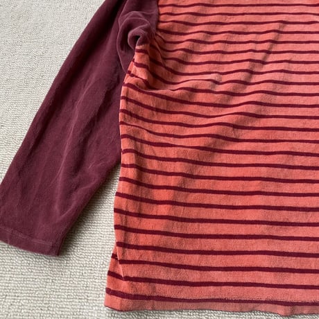 Salmon pink border velour long sleeve