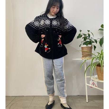 Children's embroidered zip up sweater