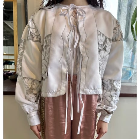 Remake: tablecloth ribbon blouse ⑥