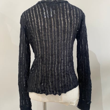 Crochet knit ribbon cardigan