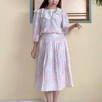 Made in USA 80s pink pleats dress