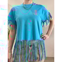 Made in USA 90s fringe blue t-shirt