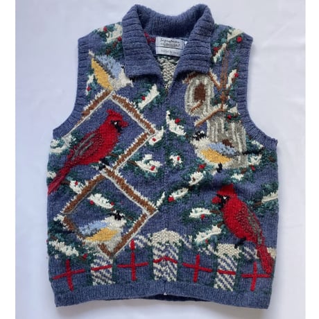 Handknit embroided vest