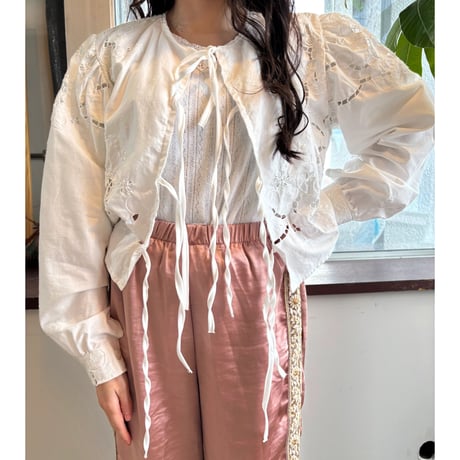 Remake: tablecloth ribbon blouse ③