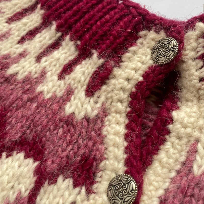 Pink n white nordic knit cardigan | jane's vintage Pink n white nordic knit cardigan | jane's vintage