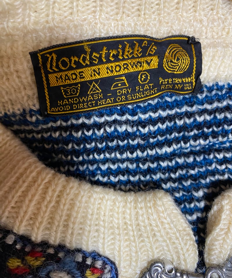 60~70's Vintage Metal hook nordic knit cardigan