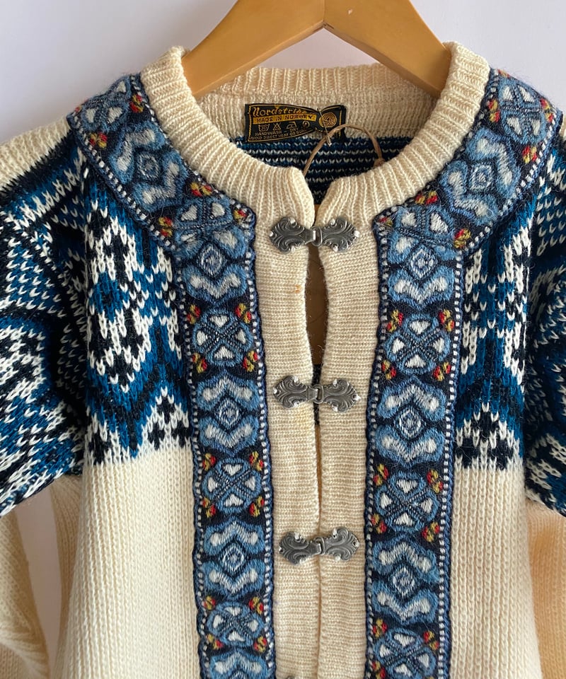 60~70's Vintage Metal hook nordic knit cardigan 60~70's Vintage Metal hook nordic knit cardigan