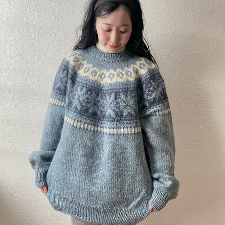 Made in Finland handmade light blue sweater