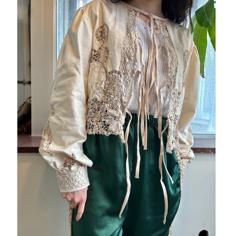 Remake: tablecloth ribbon blouse ⑧
