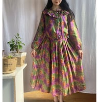 Botanical printed pleats dress