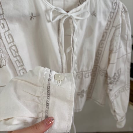 Remake: tablecloth ribbon blouse ⑦