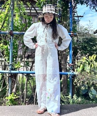 Handmade tablecloth patchwork pants ③