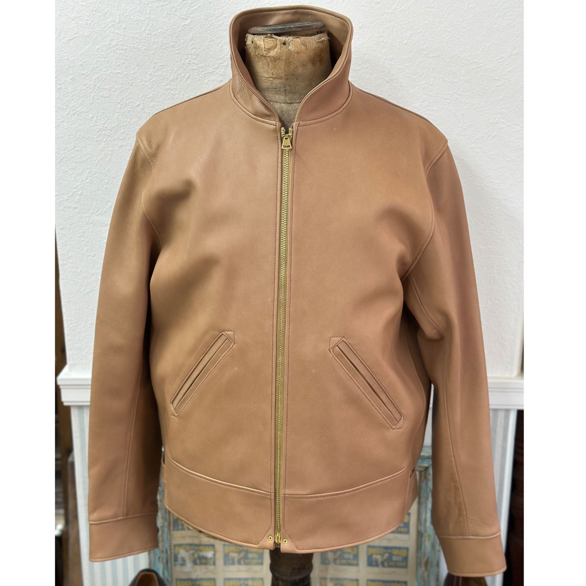 XXOOXX！！30s Vintage Cossack JKT 40表記 30's Style Cossack Leather Sports Jacket LOT159