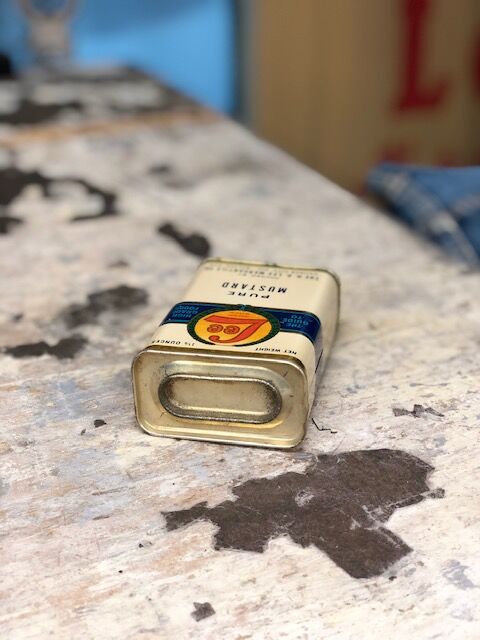 Vintage Lee PURE MUSTARD Tin Can DEAD STOCK | S