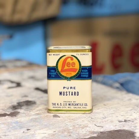 Vintage Lee PURE MUSTARD Tin Can DEAD STOCK