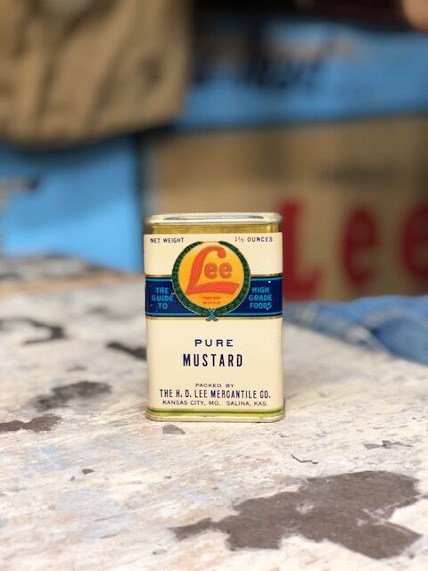 Vintage Lee PURE MUSTARD Tin Can DEAD STOCK | S