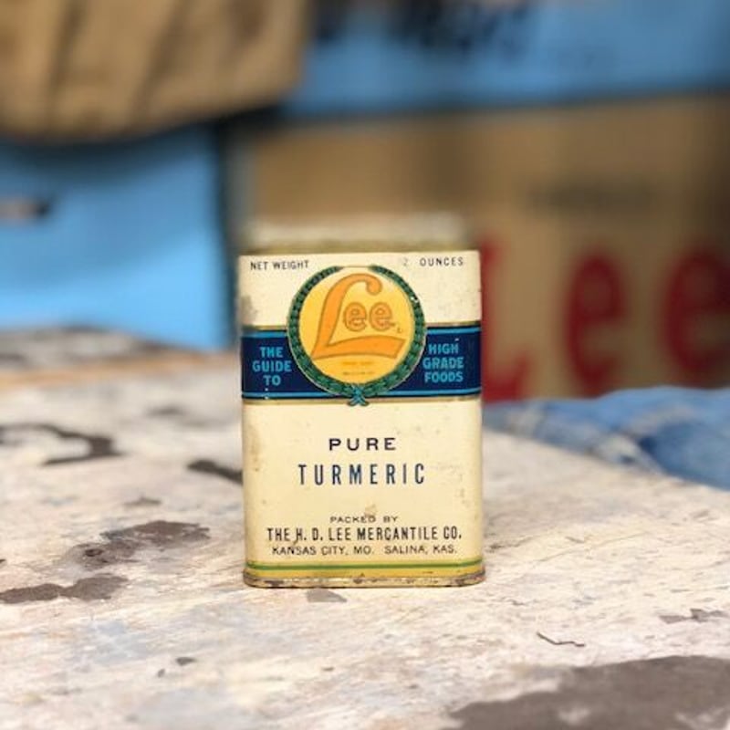 Vintage Lee PURE TURMERIC Tin Can | Shank Cloth Vintage Lee PURE TURMERIC Tin Can | Shank Cloth