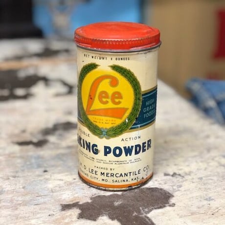 Vintage Lee BAKING POWDER Tin Can Narrow