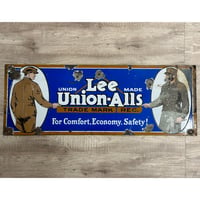 Antique Lee UNION-ALLS PORCELAIN SIGN