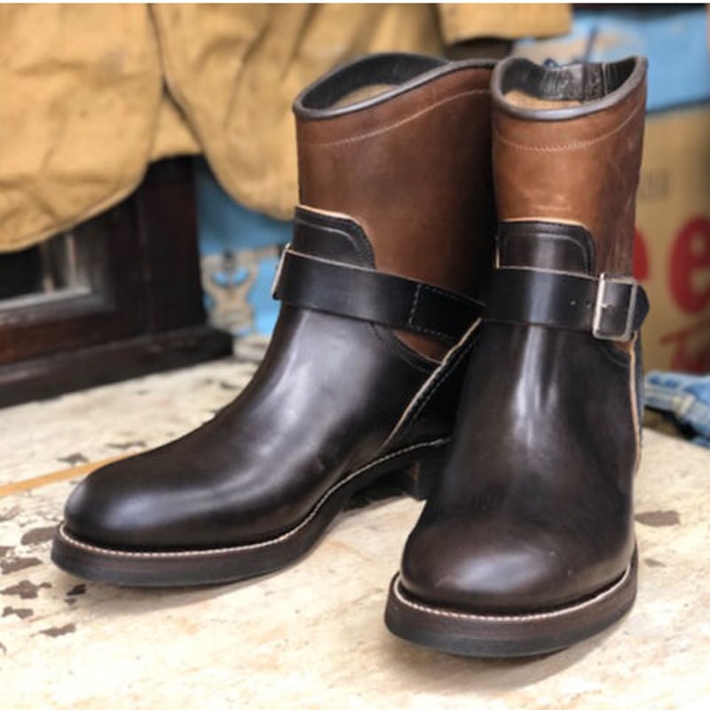 40's Style Twotone Short Engineer Boots LOT1357 40's Style Twotone Short Engineer Boots LOT1357