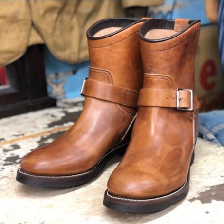 40’s Style Short Engineer Boots LOT1280 BROWN/DARK BROWN