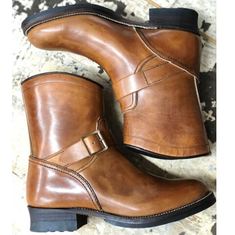 40's Style Short Engineer Boots LOT1280 BROWN/D