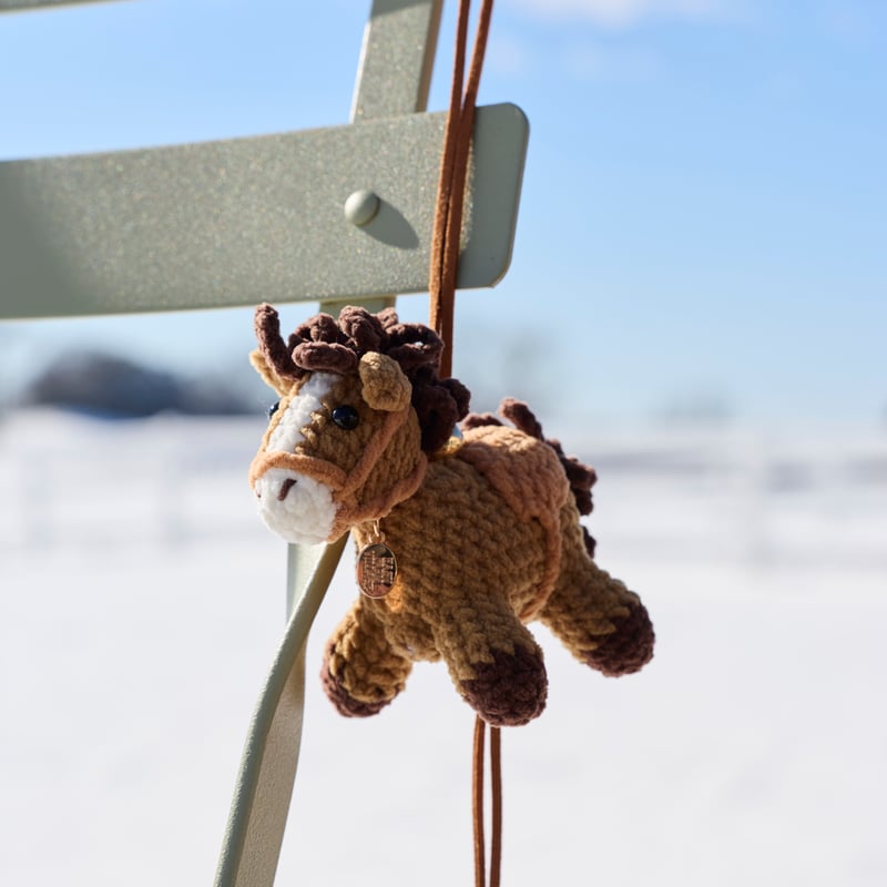 予約】 Amigurumi Horse Leather Strap Charm | NASU