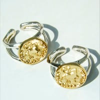 Logo Charm Silver Pinky Ring