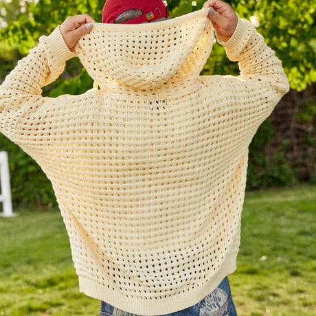 FARM FULL-ZIP SUMMER KNIT HOODIE