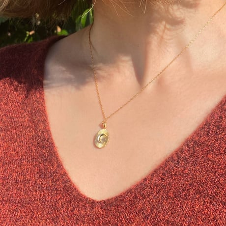 FARM MEDALLION PENDANT NECKLACE  - K18 gold plated Silver 925 chain