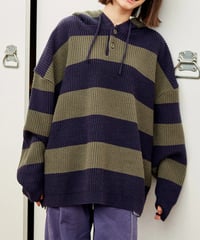 VINTAGE BORDER  KNIT HOODIE