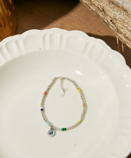 FARM LOGO CHARM 
SILVER BEADS BRACELET