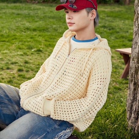 FARM FULL-ZIP SUMMER KNIT HOODIE