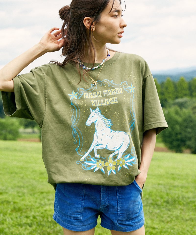 ナスファームヴィレッジ 半袖Tシャツ 紗栄子NASU FARM VILLAGE 那須ファームヴィレッジ ロゴTシャツ