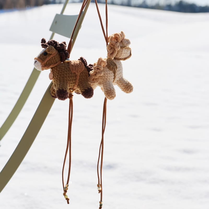 予約】 Amigurumi Horse Leather Strap Charm | NASU