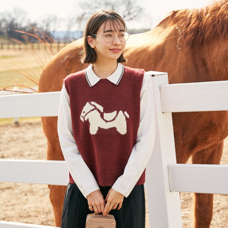 TOY HORSE KNIT VEST | NASU FARM VILLAGE ONLINE
